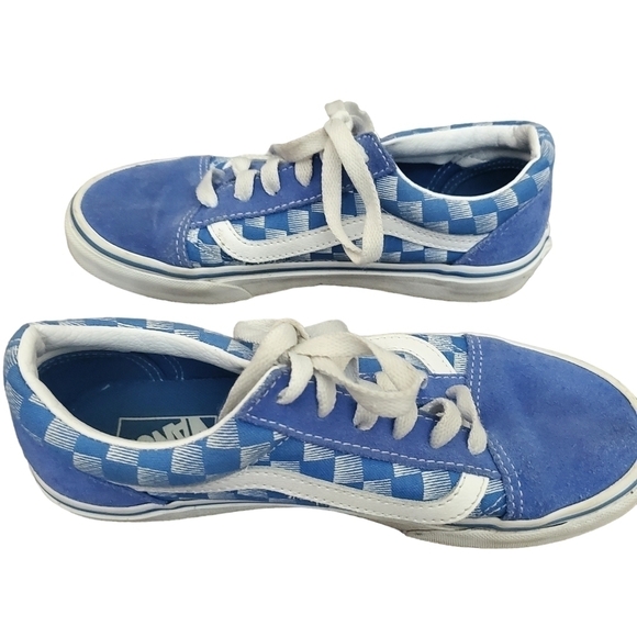 VANS Old Skool Checkerboard Blue/White Sneakers Sz 3 - Picture 3 of 8